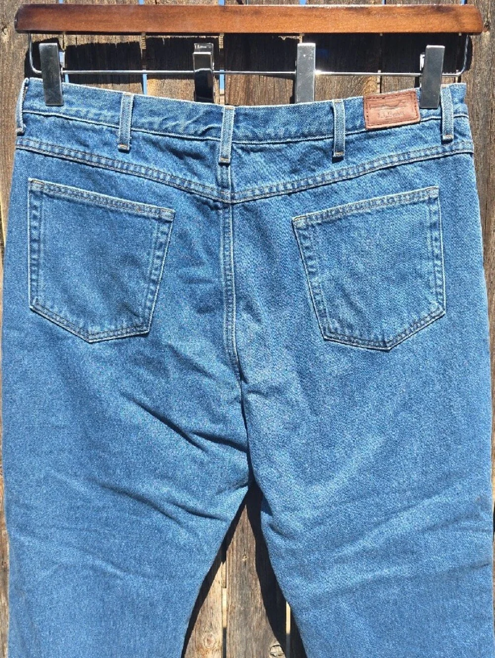 Vintage L.L. Bean 40x29 Classic 100% Cotton Blue Straight Jeans Flannel Lining